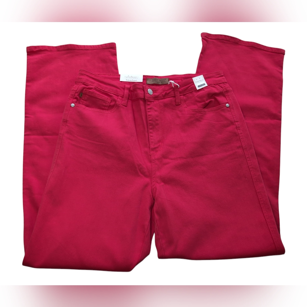 Judy Blue Jeans Women Red Wide Leg Straight High Rise Nwt 15/32